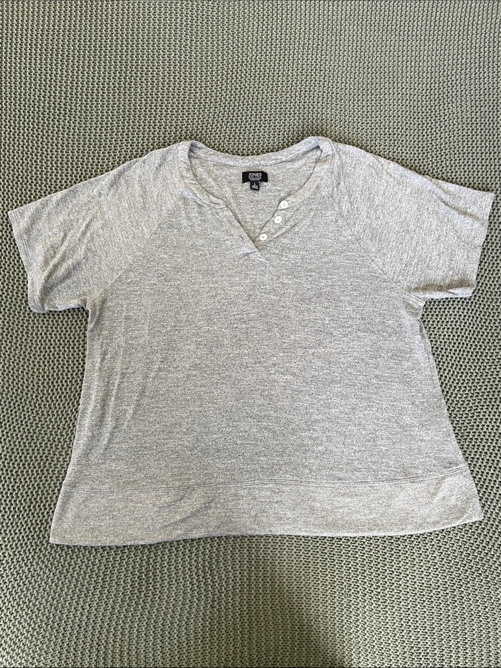 Jones New York Heather Gray Short-Sleeve Henley Tee